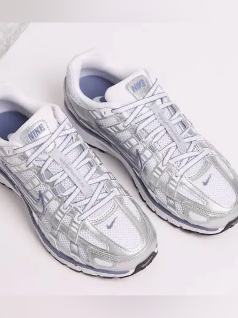 Nike P-6000 Women's Silver and White Mesh Running Sneakers